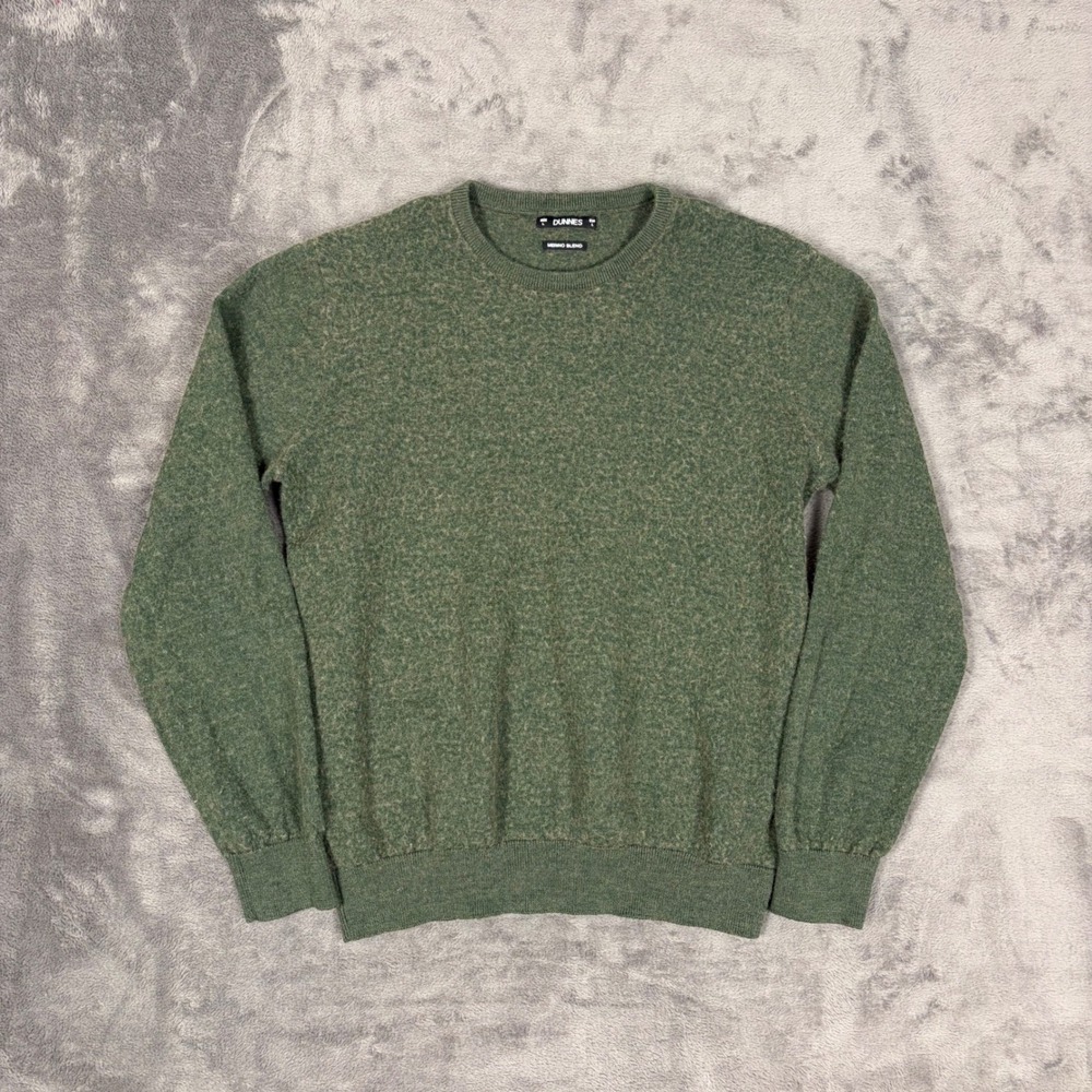 Dunnes Merino Wool Sweater Women's Large 42 Chest Khaki Green Crew Neck Pullover